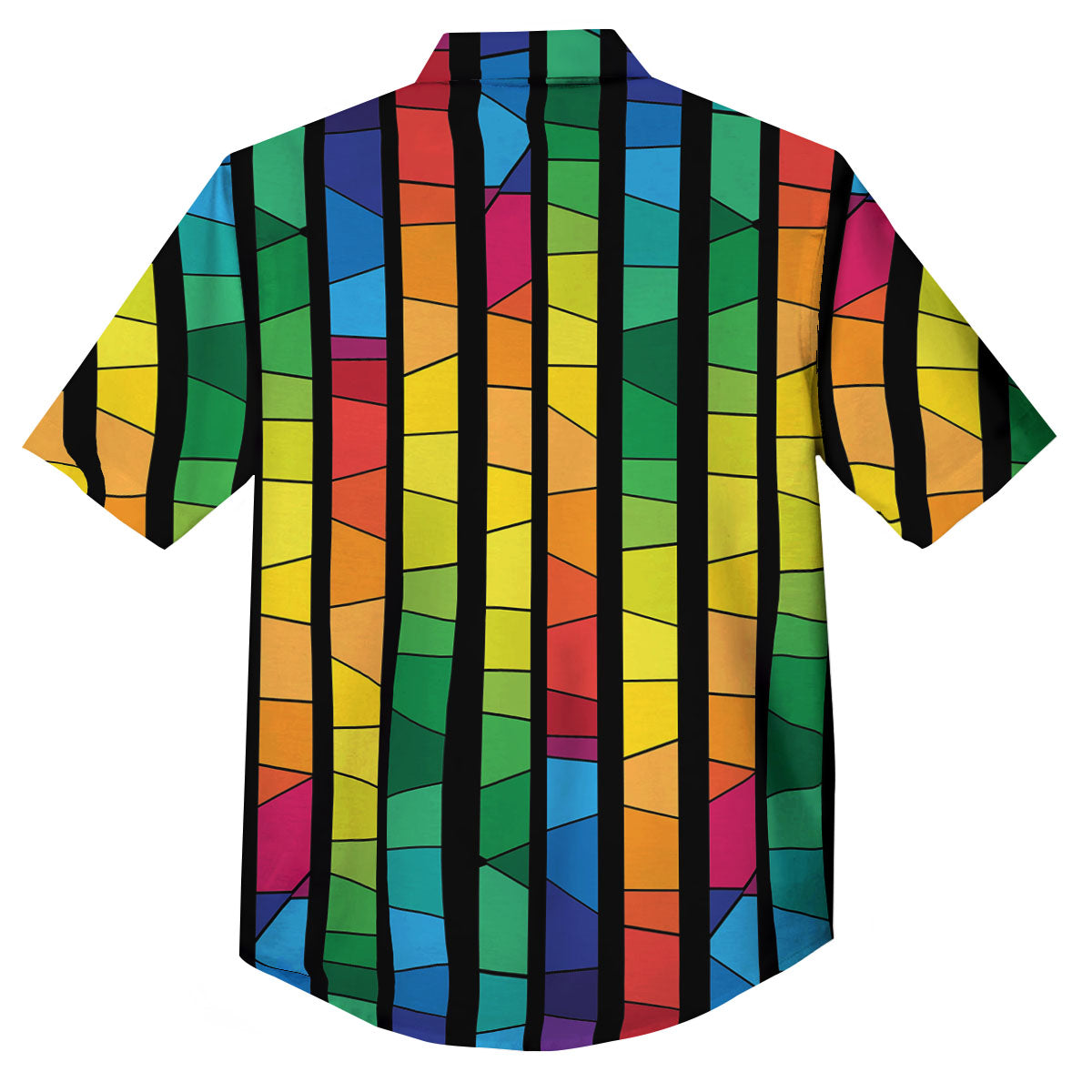 Square Stained Glass Mosaic Print Button Up Shirt-grizzshop
