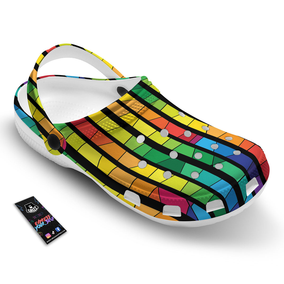 Square Stained Glass Mosaic Print Clog-grizzshop