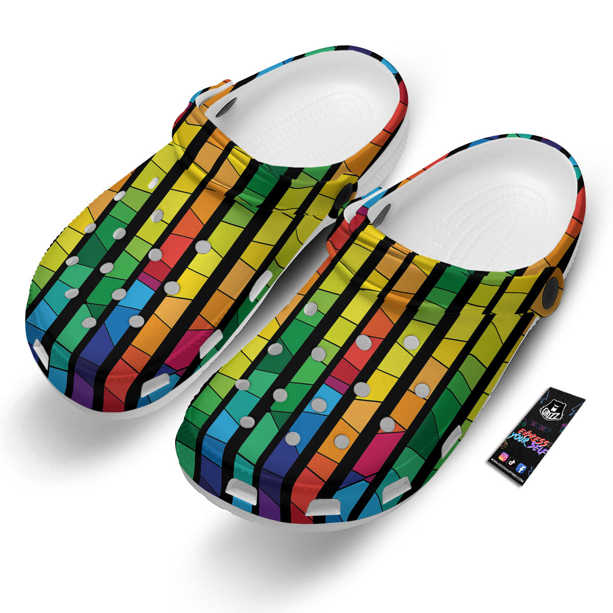 Square Stained Glass Mosaic Print Clog-grizzshop