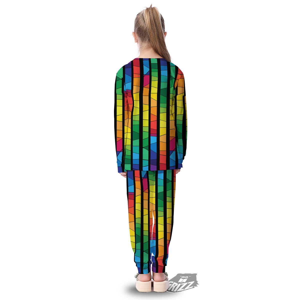 Square Stained Glass Mosaic Print Kid's Pajamas-grizzshop