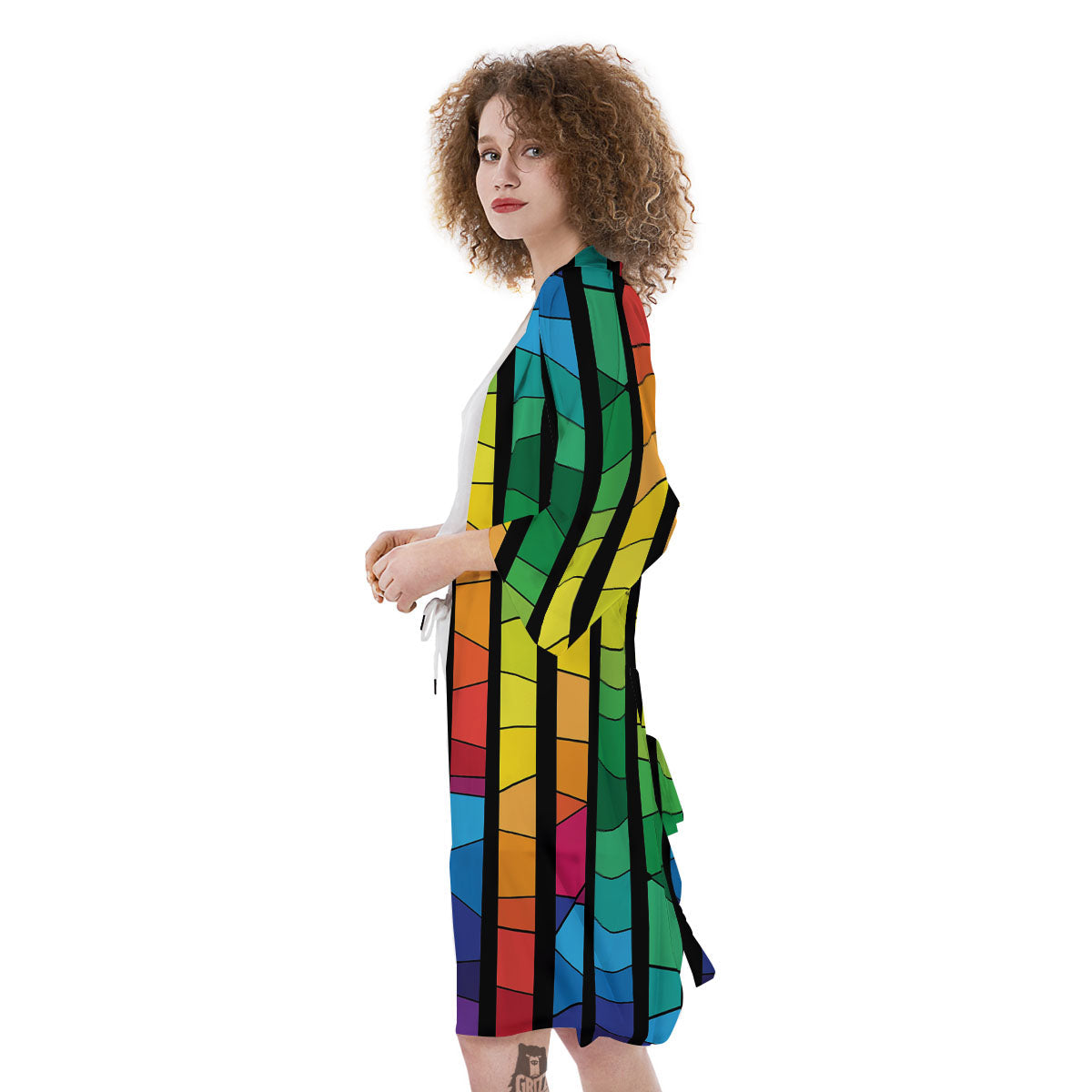 Square Stained Glass Mosaic Print Kimono-grizzshop