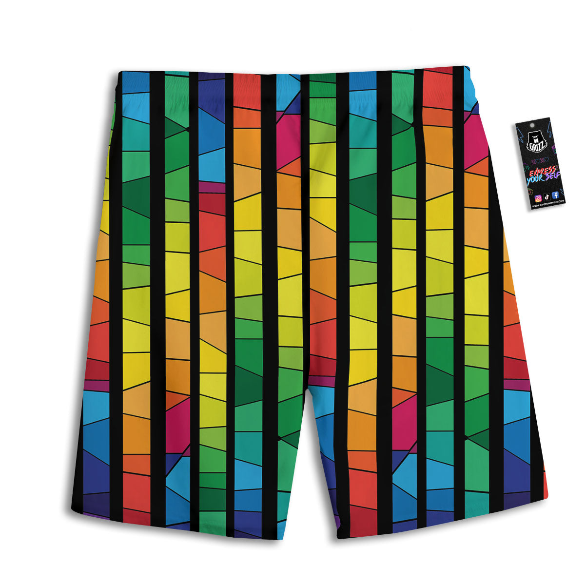 Square Stained Glass Mosaic Print Men's Athletic Shorts