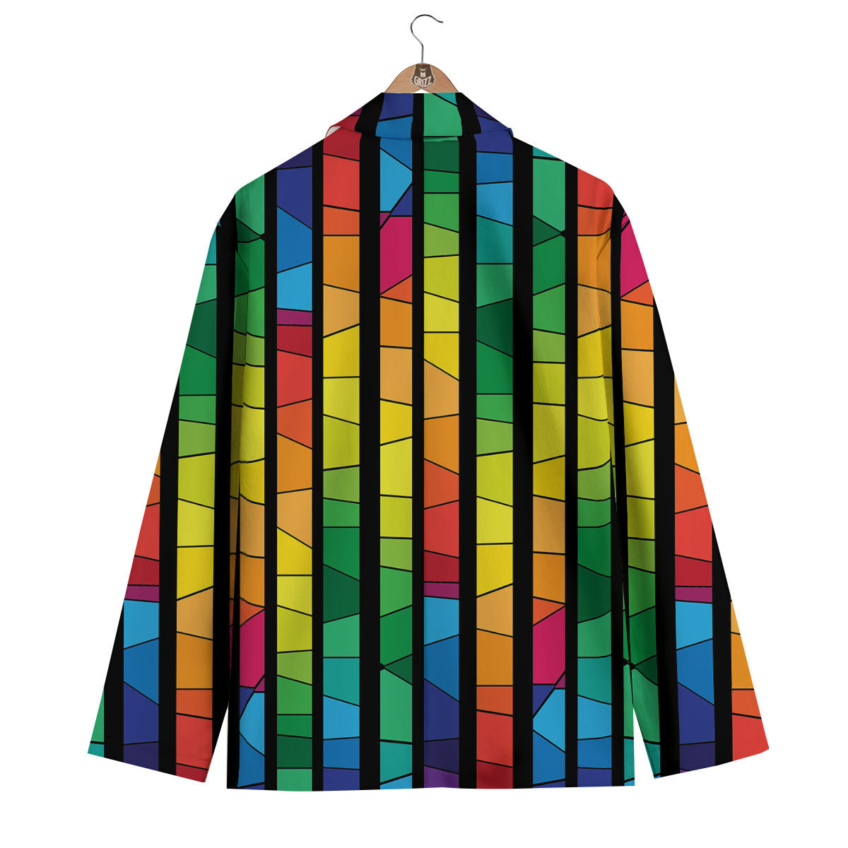 Square Stained Glass Mosaic Print Men's Blazer-grizzshop