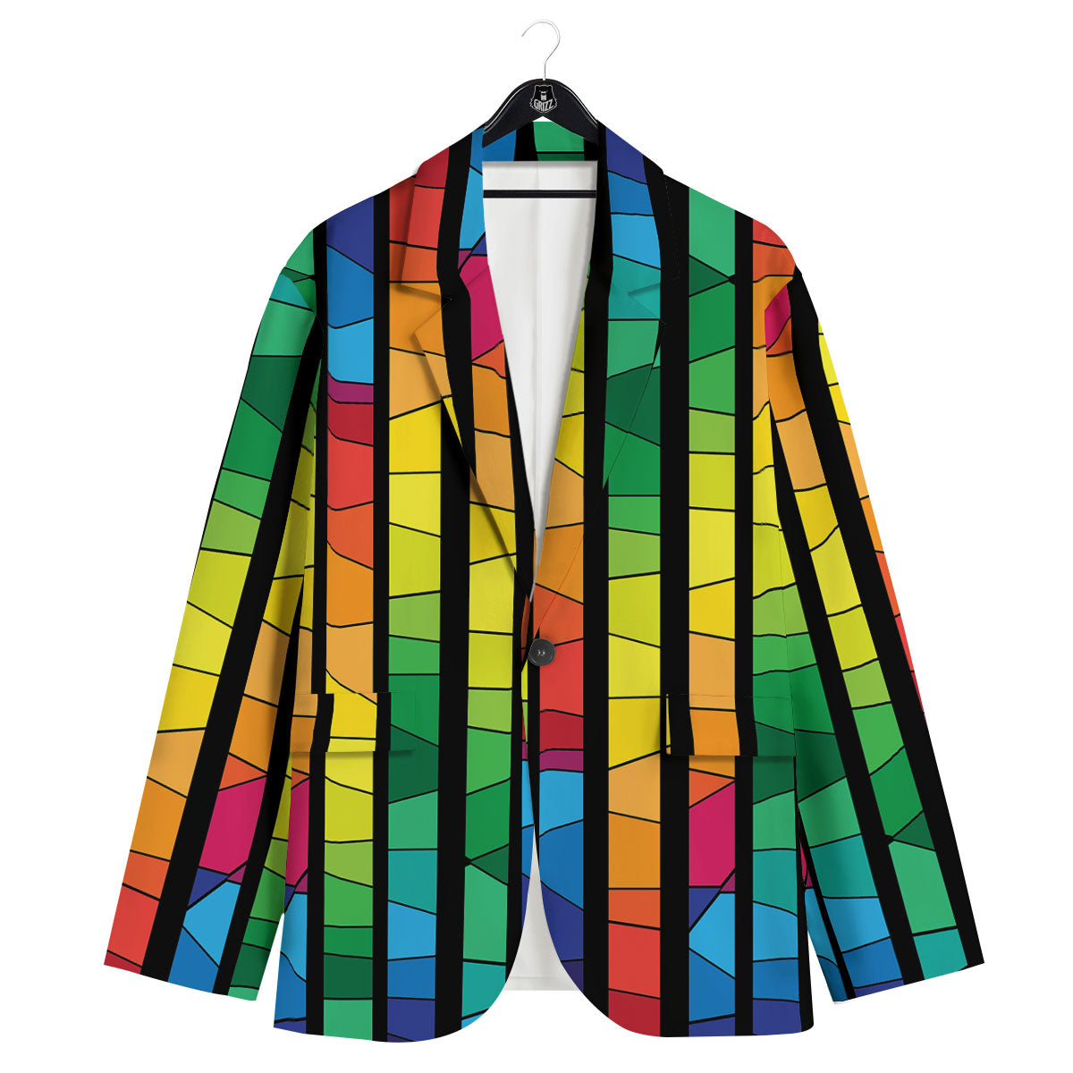 Square Stained Glass Mosaic Print Men's Sport Coat-grizzshop