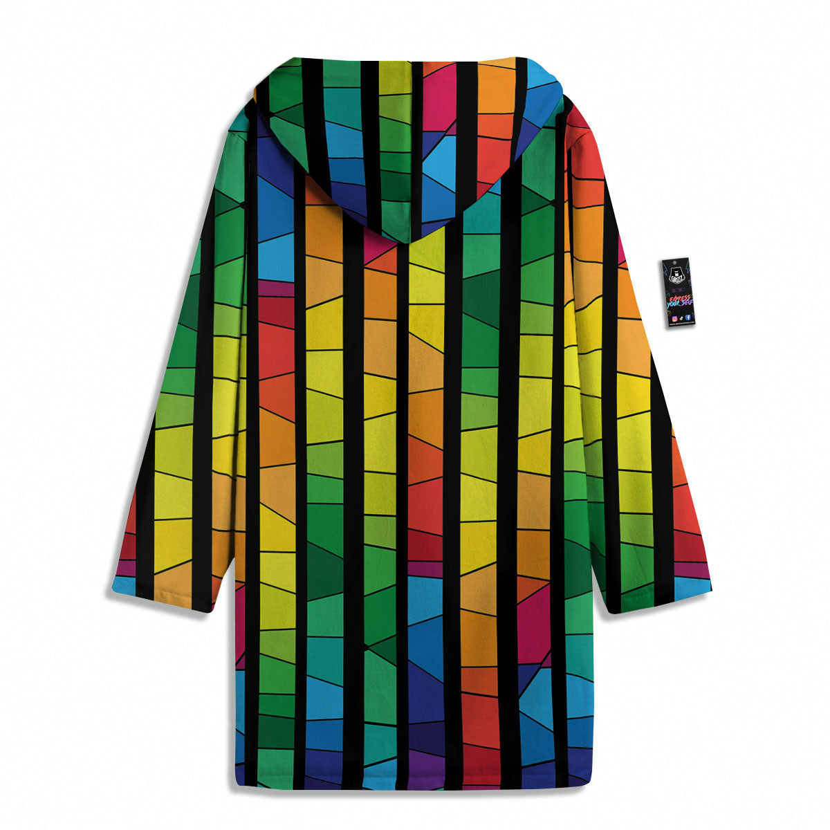 Square Stained Glass Mosaic Print Men's Windbreaker Jacket-grizzshop