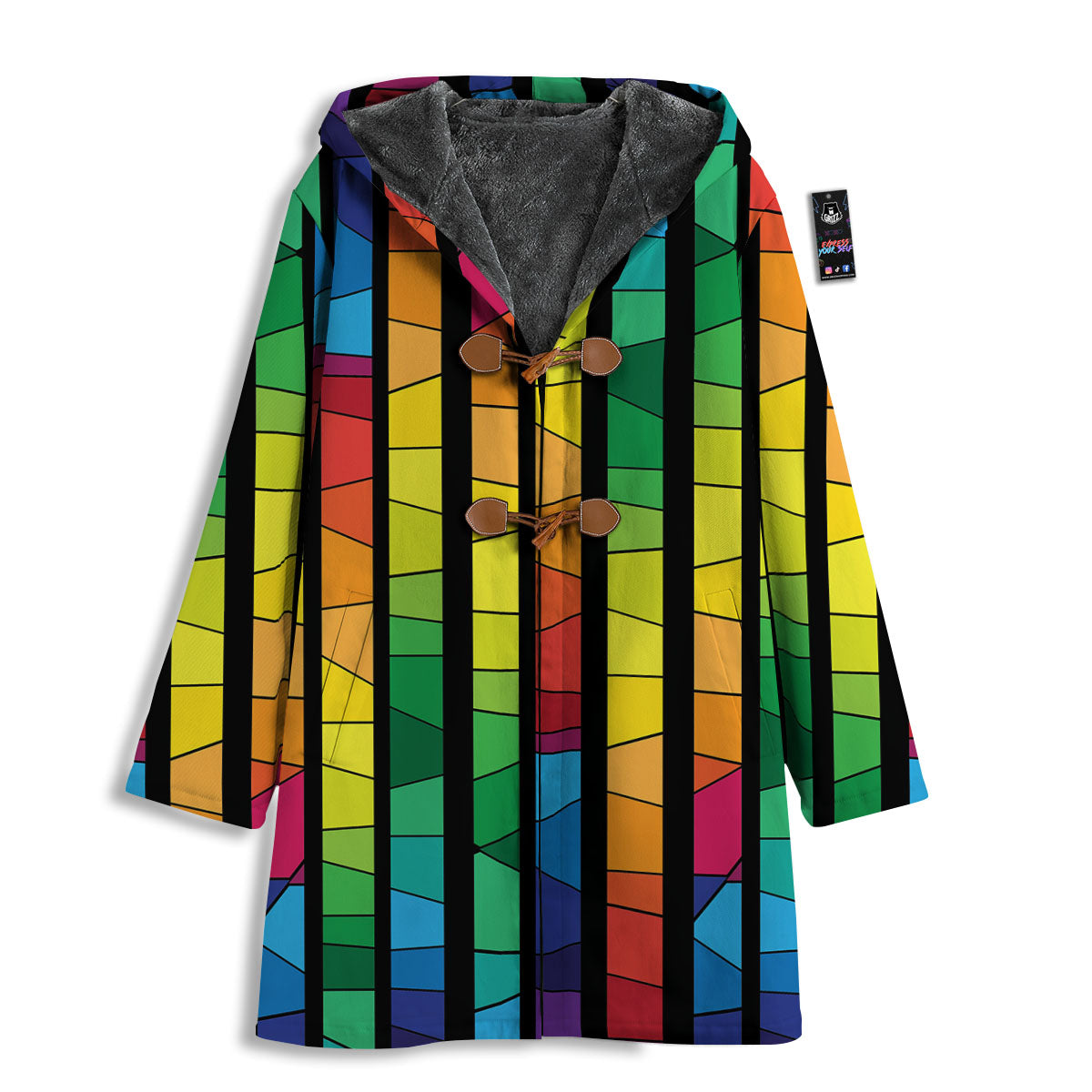 Square Stained Glass Mosaic Print Men's Windbreaker Jacket-grizzshop
