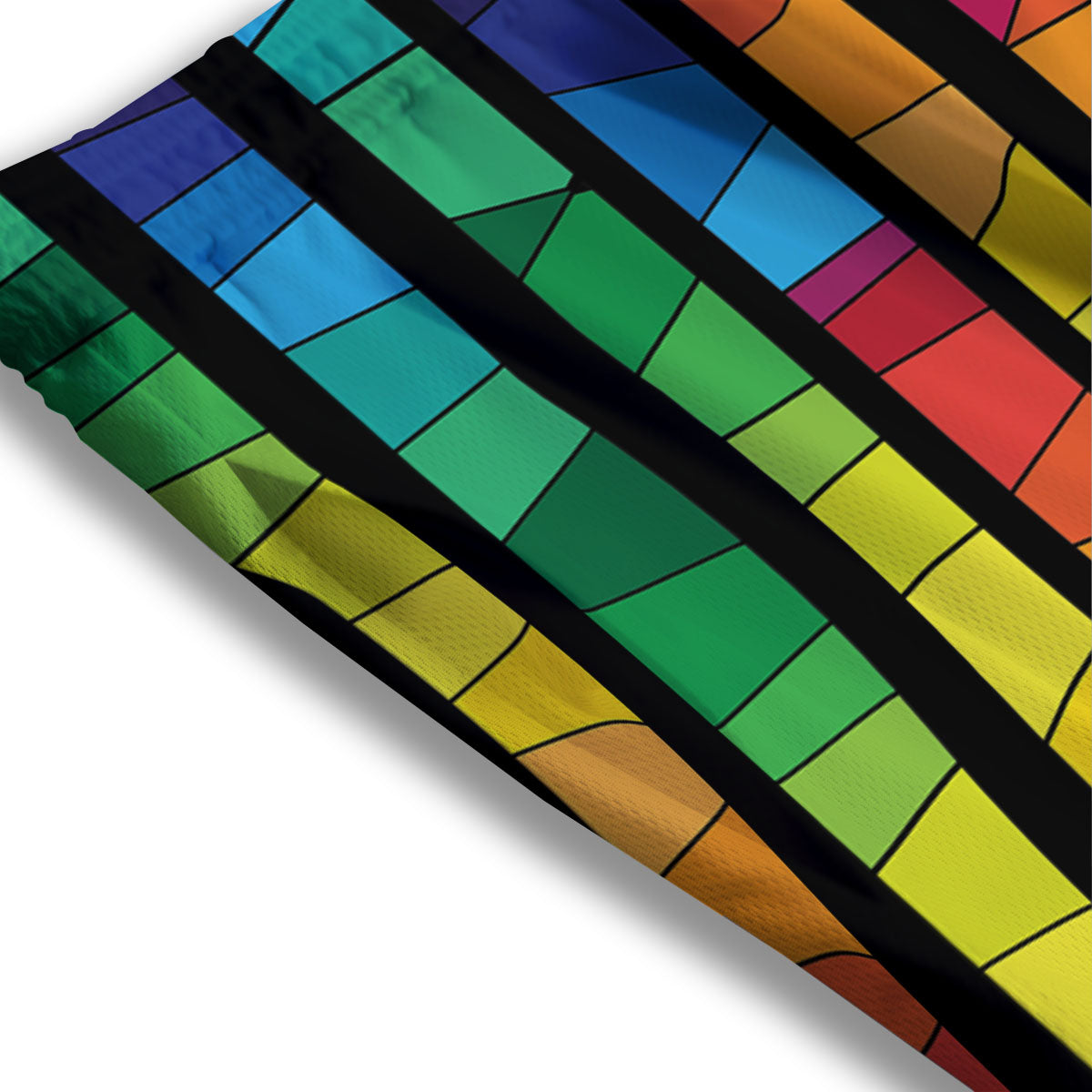 Square Stained Glass Mosaic Print Mesh Shorts