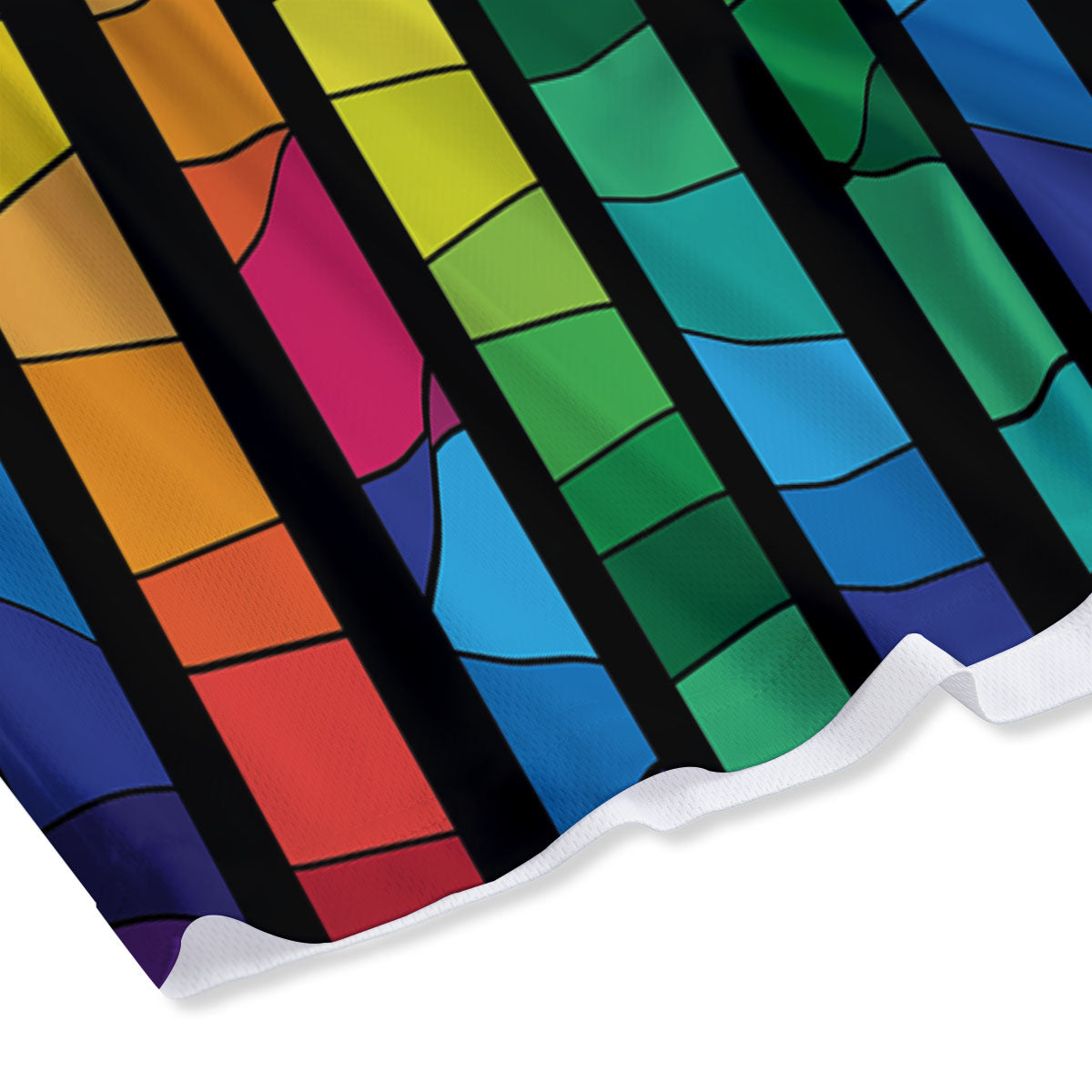Square Stained Glass Mosaic Print Mesh Shorts