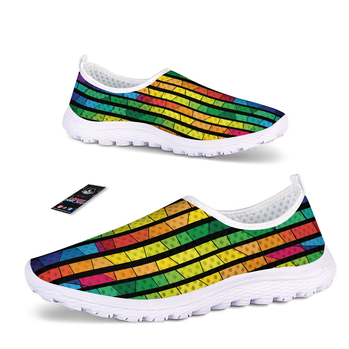 Square Stained Glass Mosaic Print Nurse Shoes-grizzshop