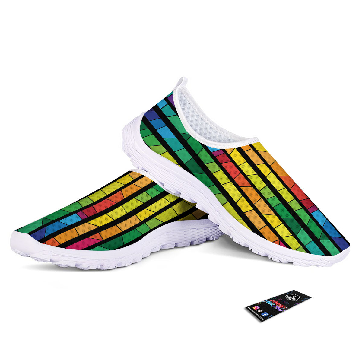 Square Stained Glass Mosaic Print Nurse Shoes-grizzshop