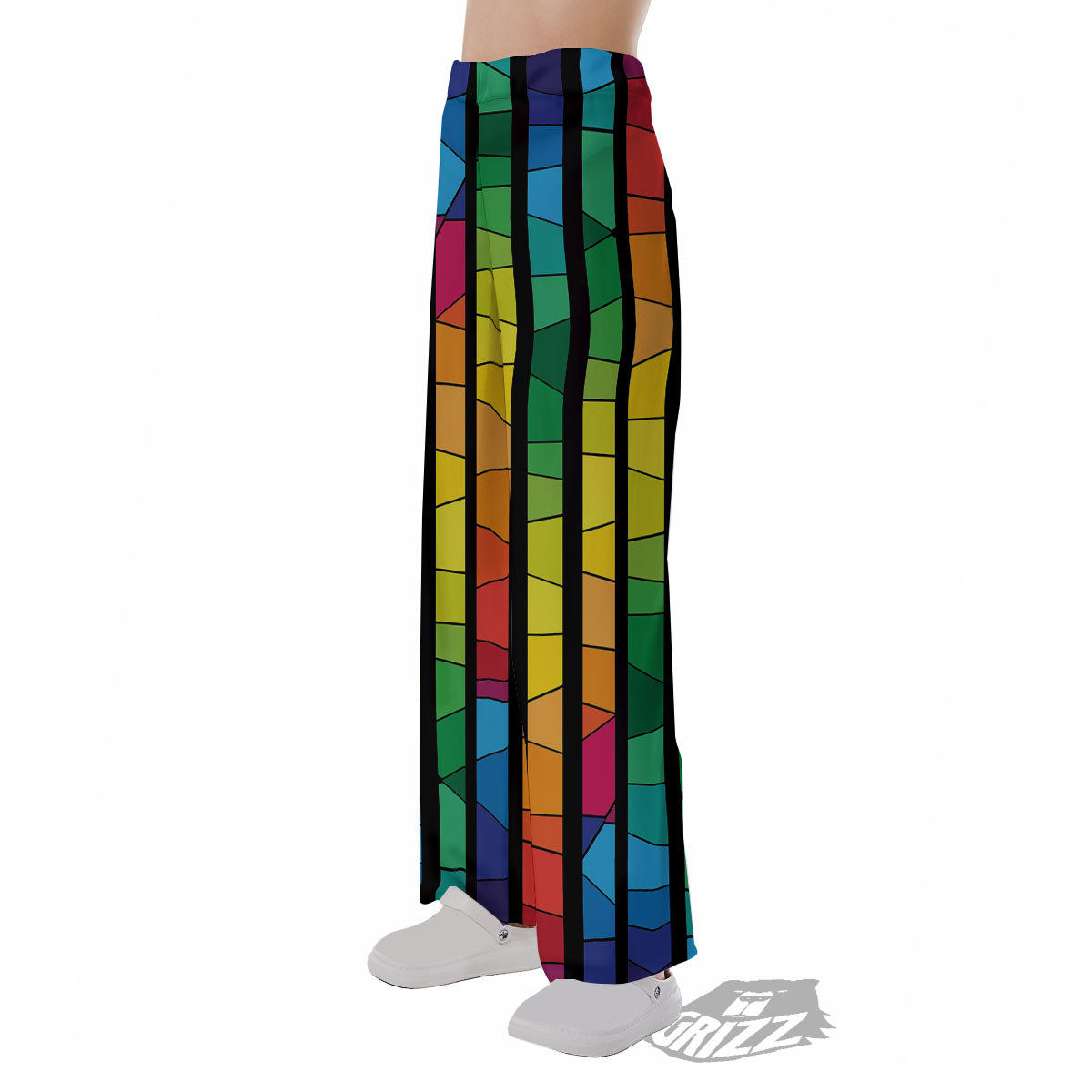Square Stained Glass Mosaic Print Pajama Pants-grizzshop