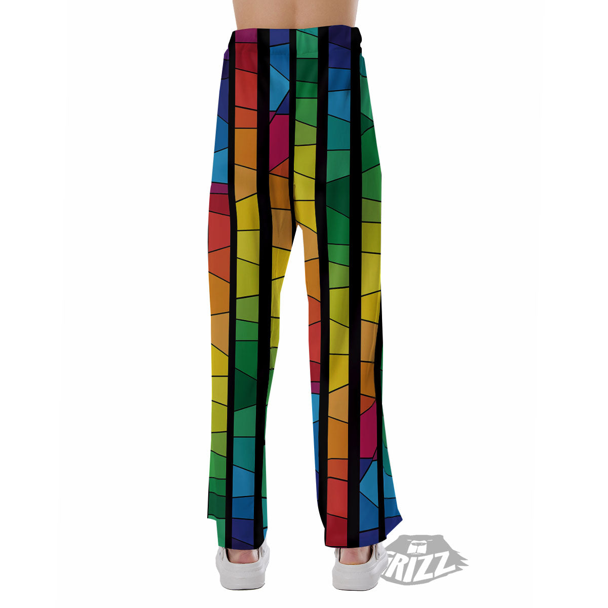 Square Stained Glass Mosaic Print Pajama Pants-grizzshop