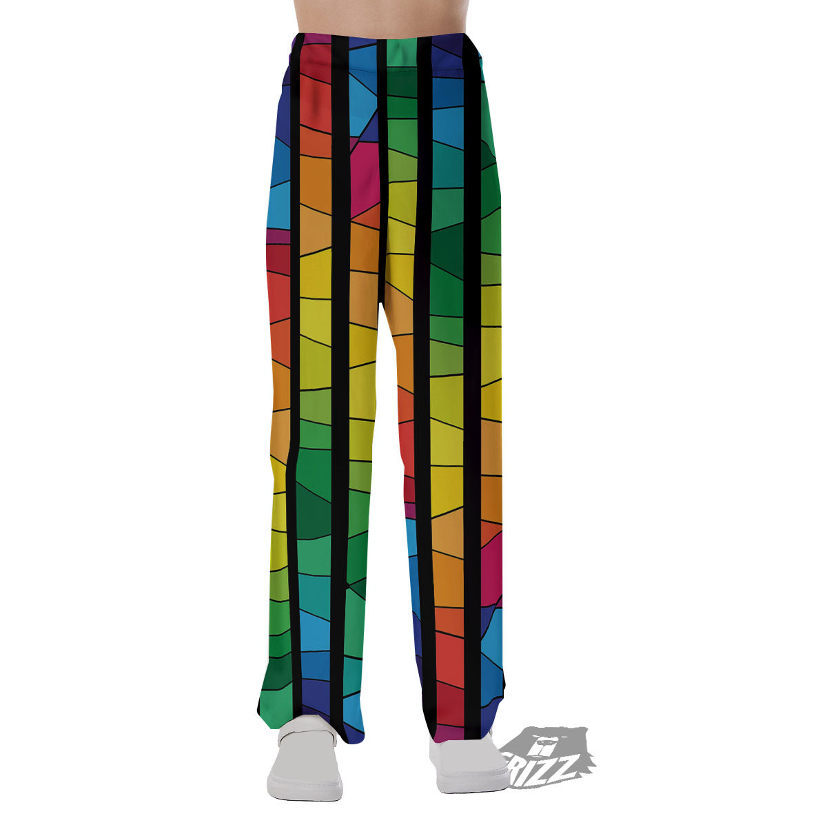 Square Stained Glass Mosaic Print Pajama Pants-grizzshop