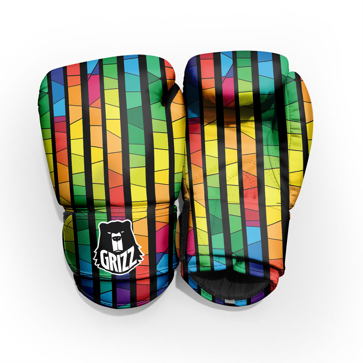 Square Stained Glass Mosaic Print Pro Boxing Glove