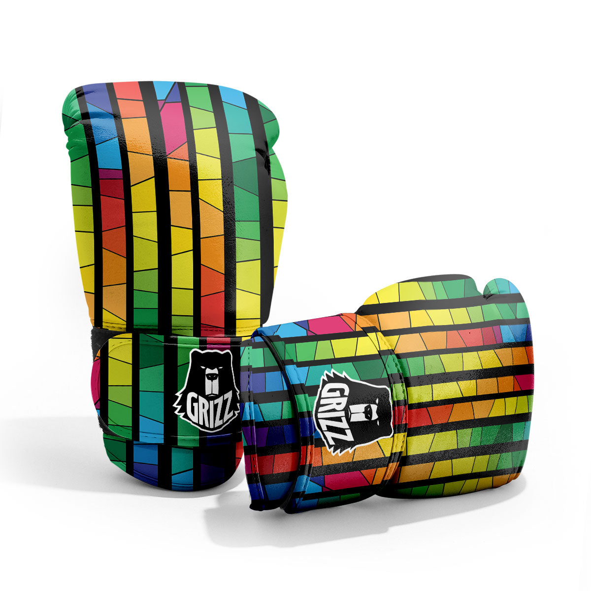 Square Stained Glass Mosaic Print Pro Boxing Glove