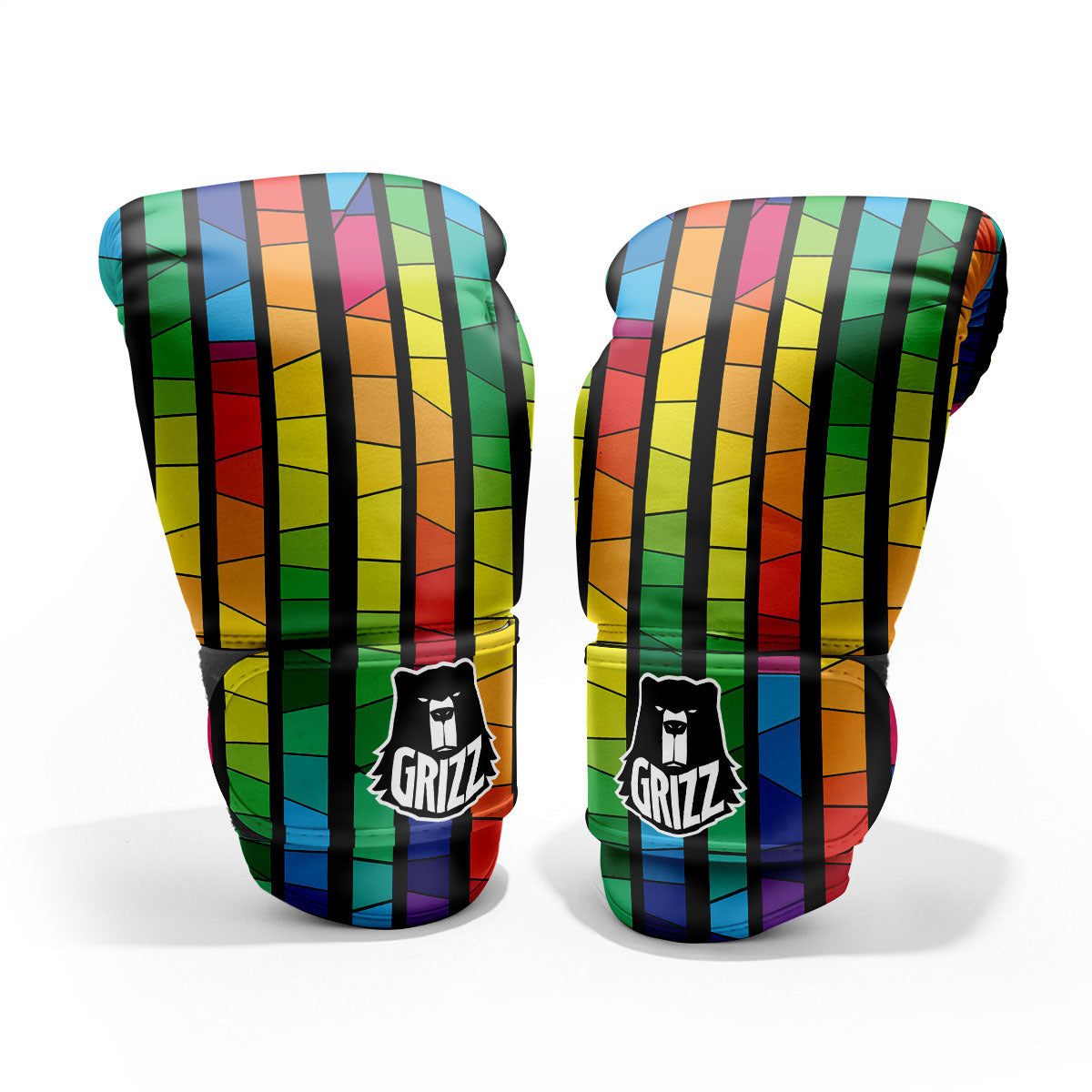 Square Stained Glass Mosaic Print Pro Boxing Glove