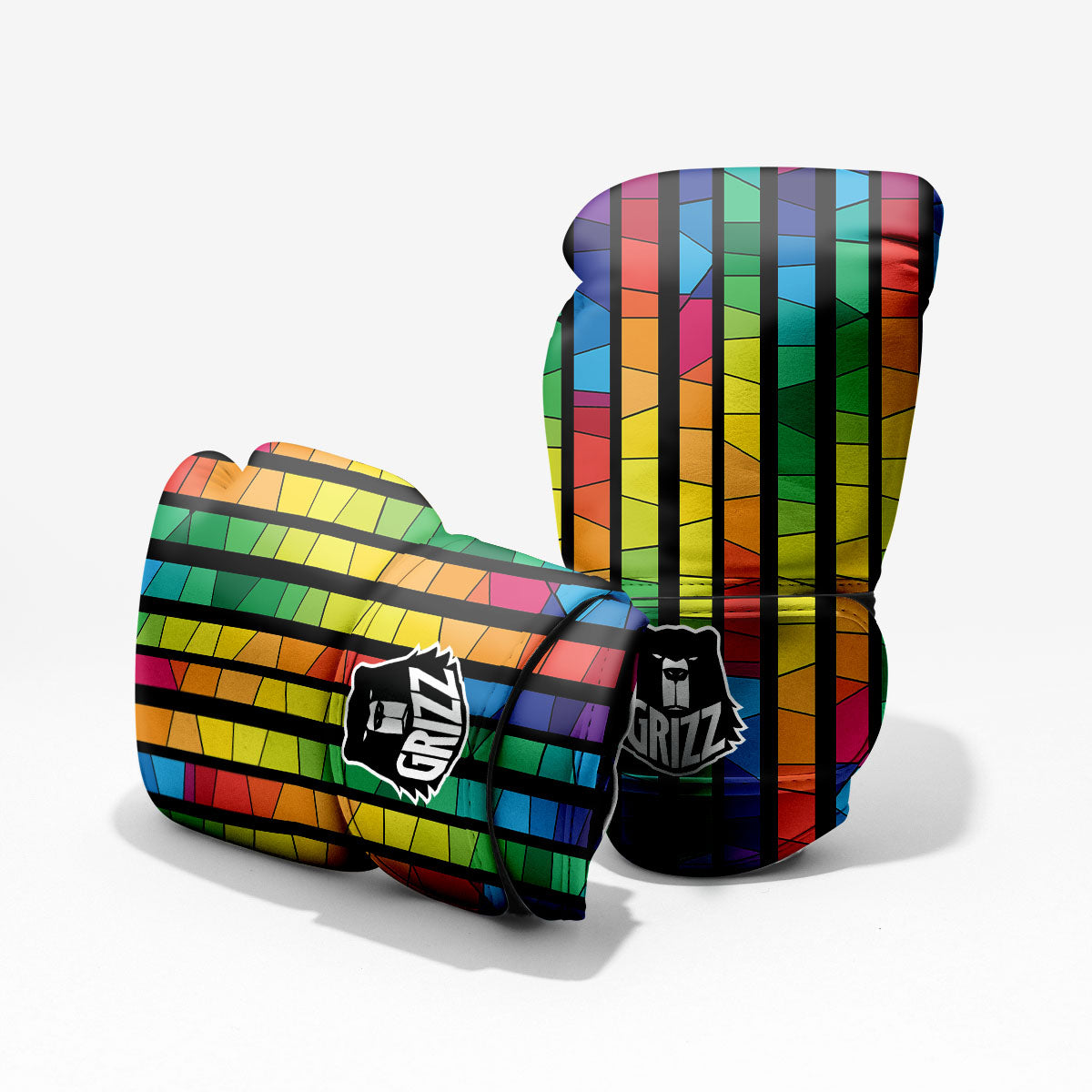 Square Stained Glass Mosaic Print Pro Boxing Glove