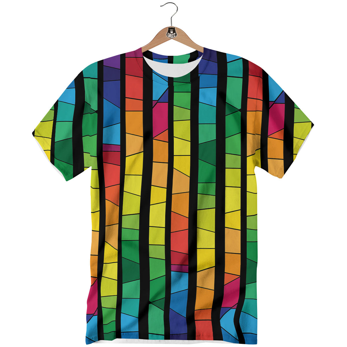 Square Stained Glass Mosaic Print T-Shirt-grizzshop