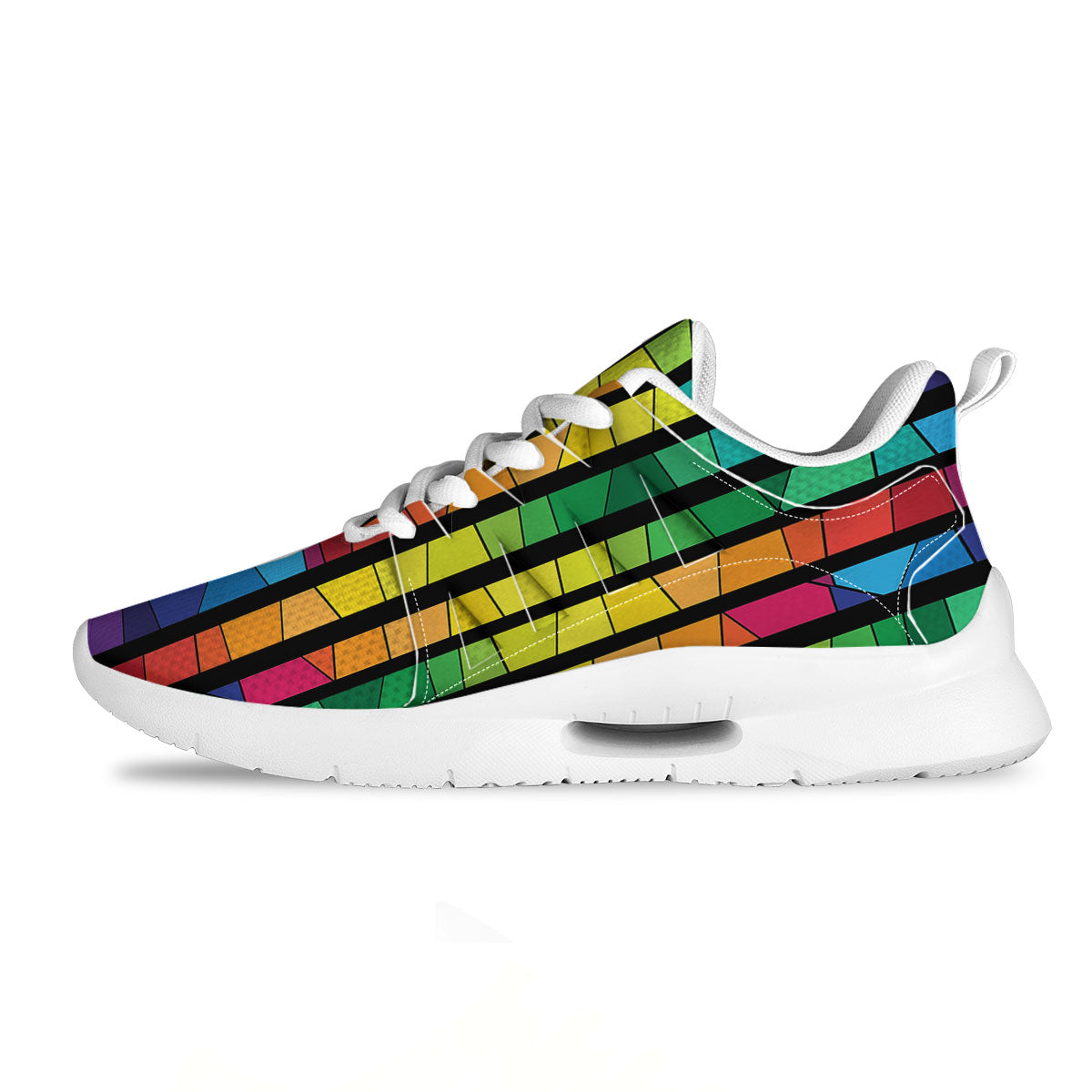 Square Stained Glass Mosaic Print Tennis Shoes-grizzshop