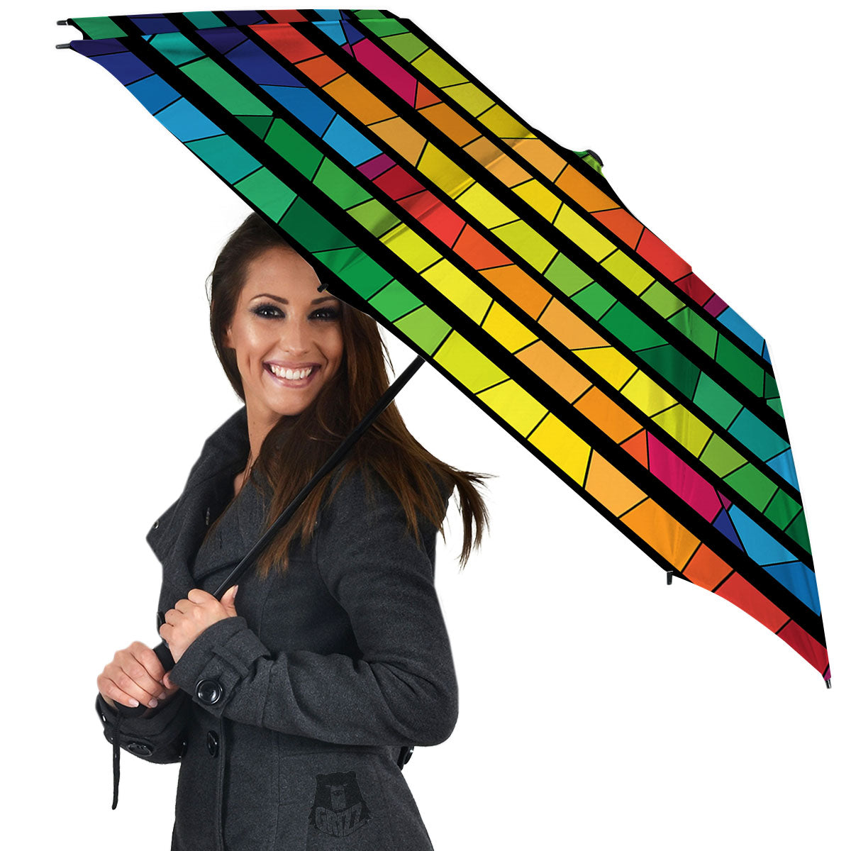 Square Stained Glass Mosaic Print Umbrella-grizzshop