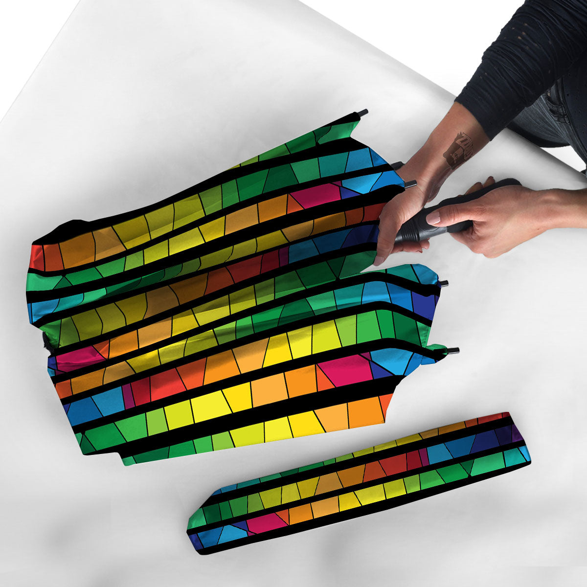 Square Stained Glass Mosaic Print Umbrella-grizzshop