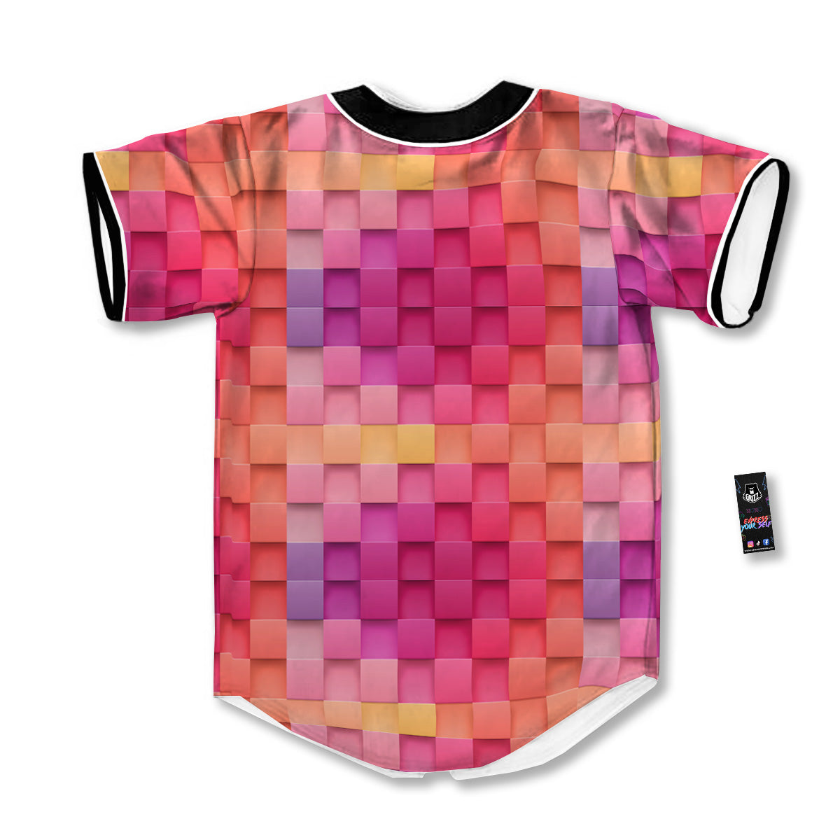 Square Tile 3D Colorful Print Pattern Baseball Jersey-grizzshop
