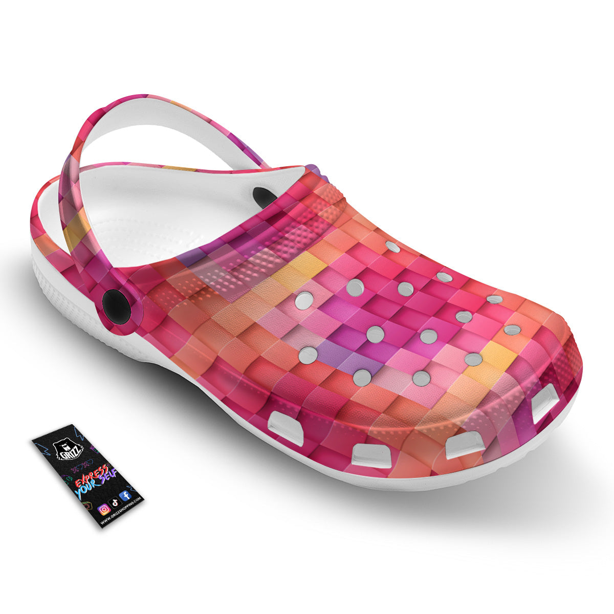 Square Tile 3D Colorful Print Pattern Clog-grizzshop