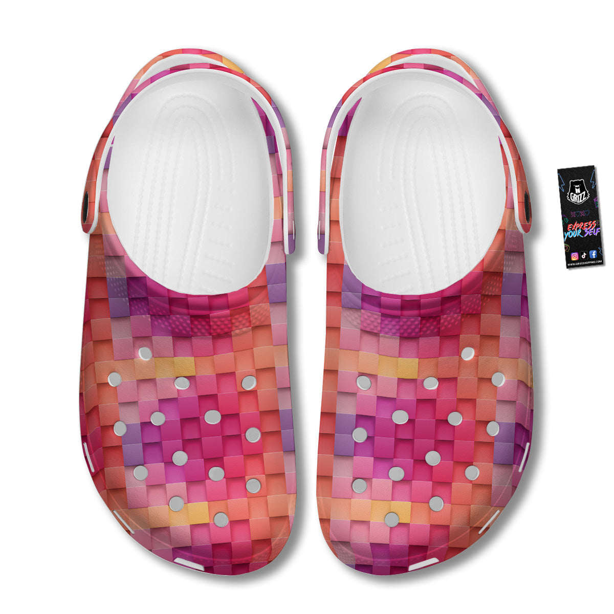 Square Tile 3D Colorful Print Pattern Clog-grizzshop