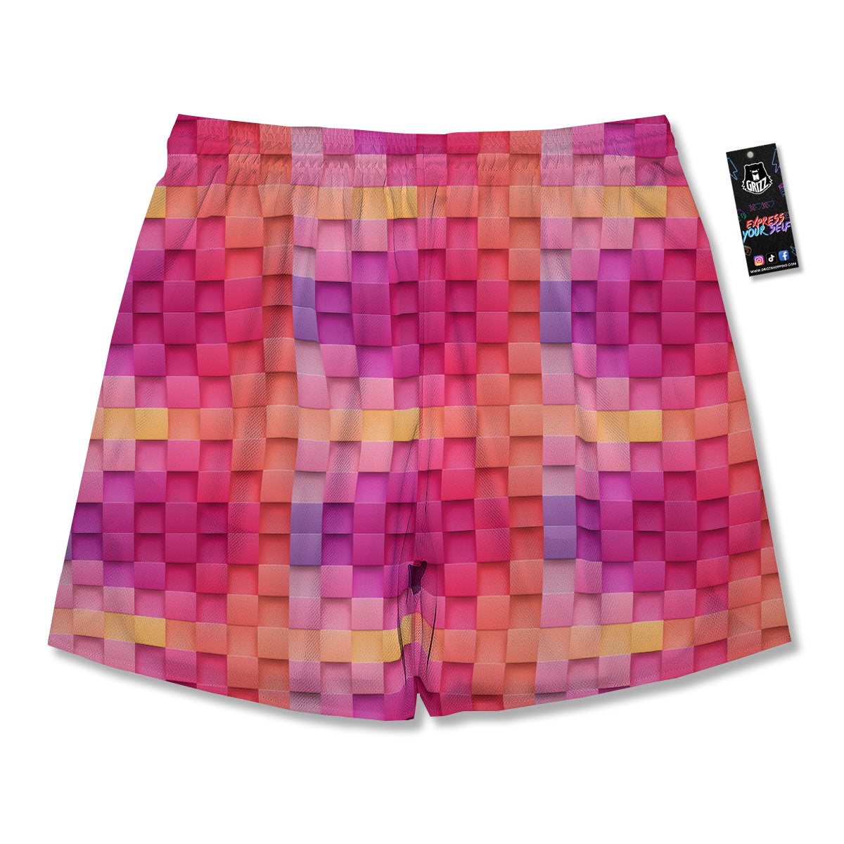 Square Tile 3D Colorful Print Pattern Men's Running Shorts-grizzshop