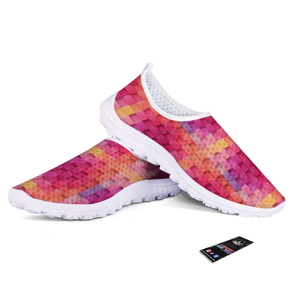 Square Tile 3D Colorful Print Pattern Nurse Shoes-grizzshop
