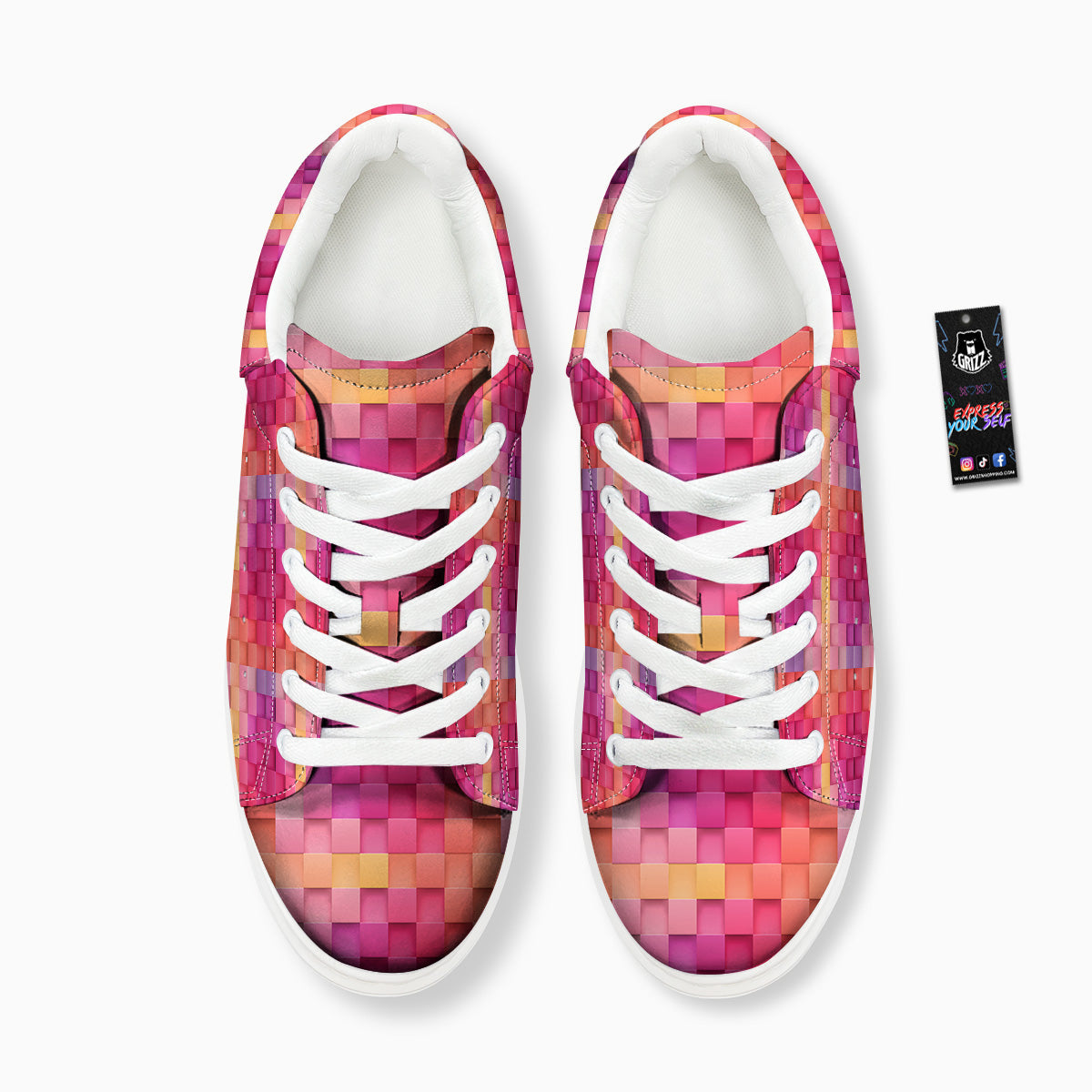 Square Tile 3D Colorful Print Pattern Platform Shoes-grizzshop