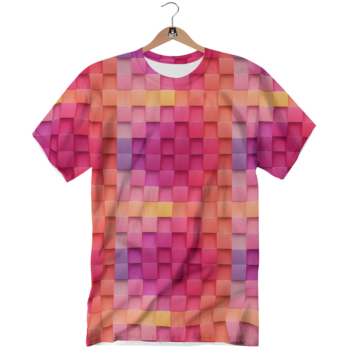 Square Tile 3D Colorful Print Pattern T-Shirt-grizzshop