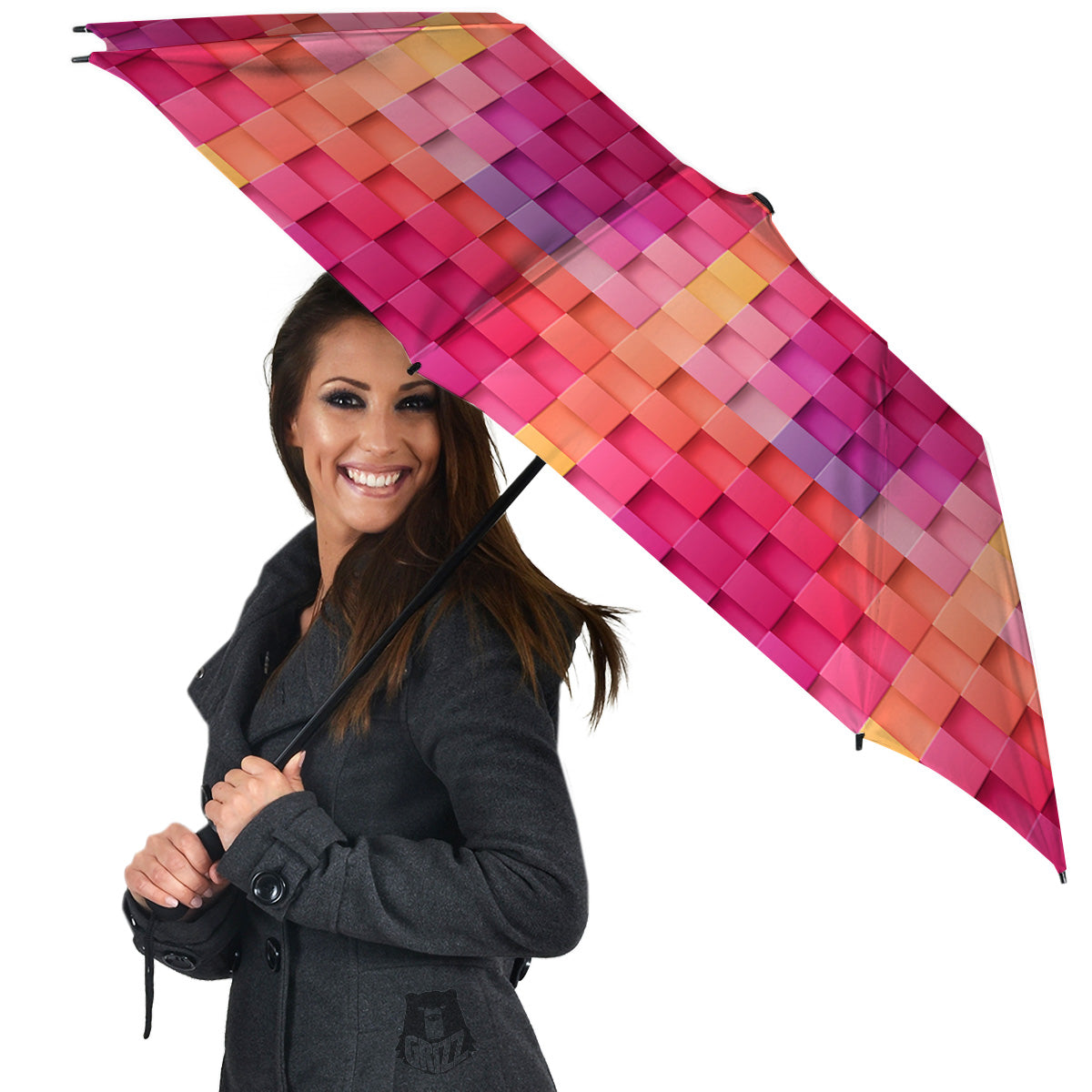 Square Tile 3D Colorful Print Pattern Umbrella-grizzshop