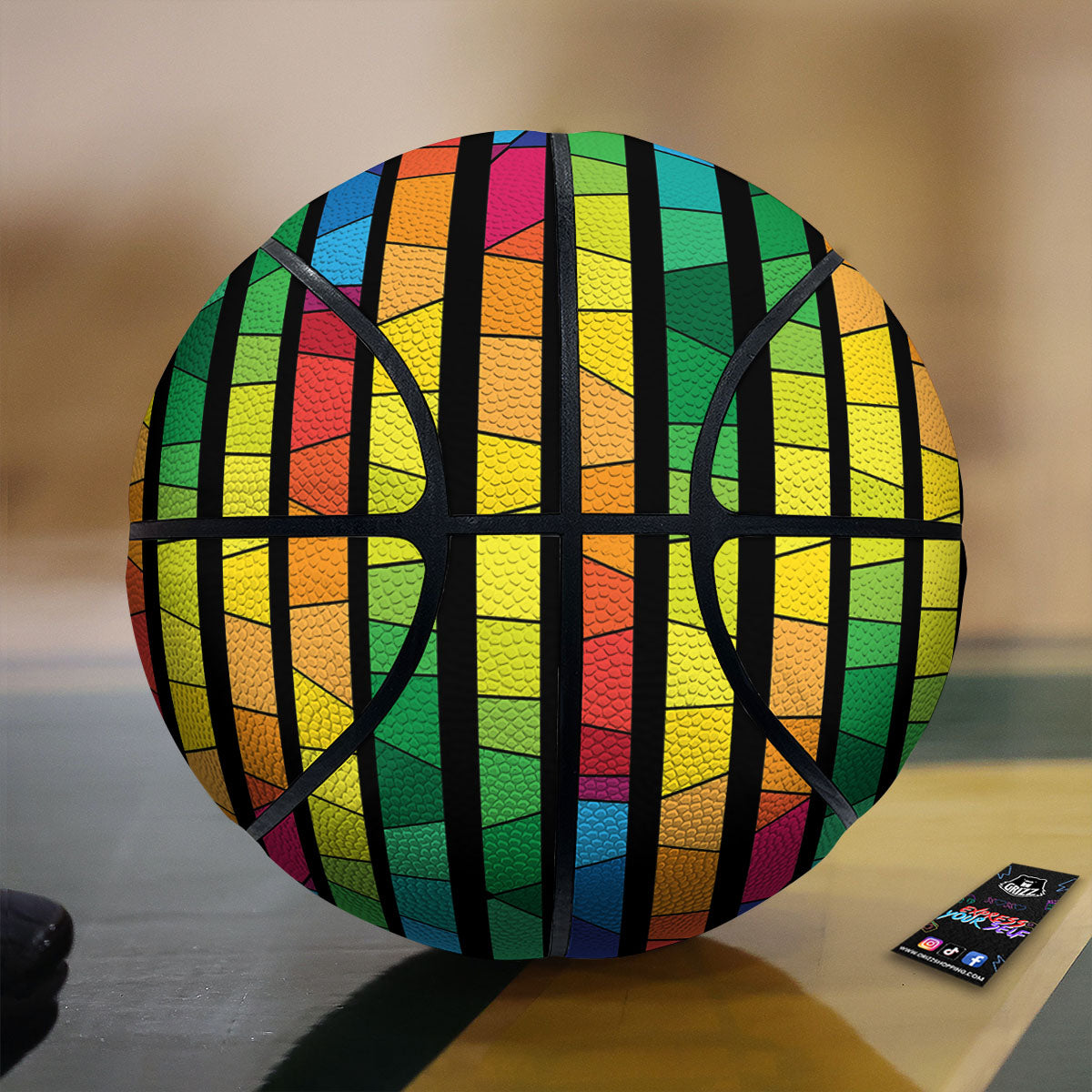 Striped White Heart On LGBT Pride Print Pattern Basketball