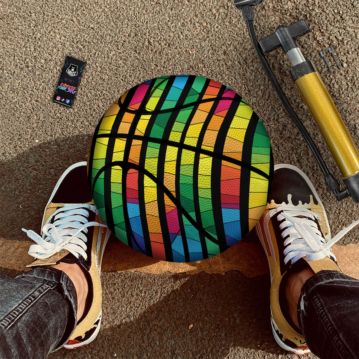 Striped White Heart On LGBT Pride Print Pattern Basketball