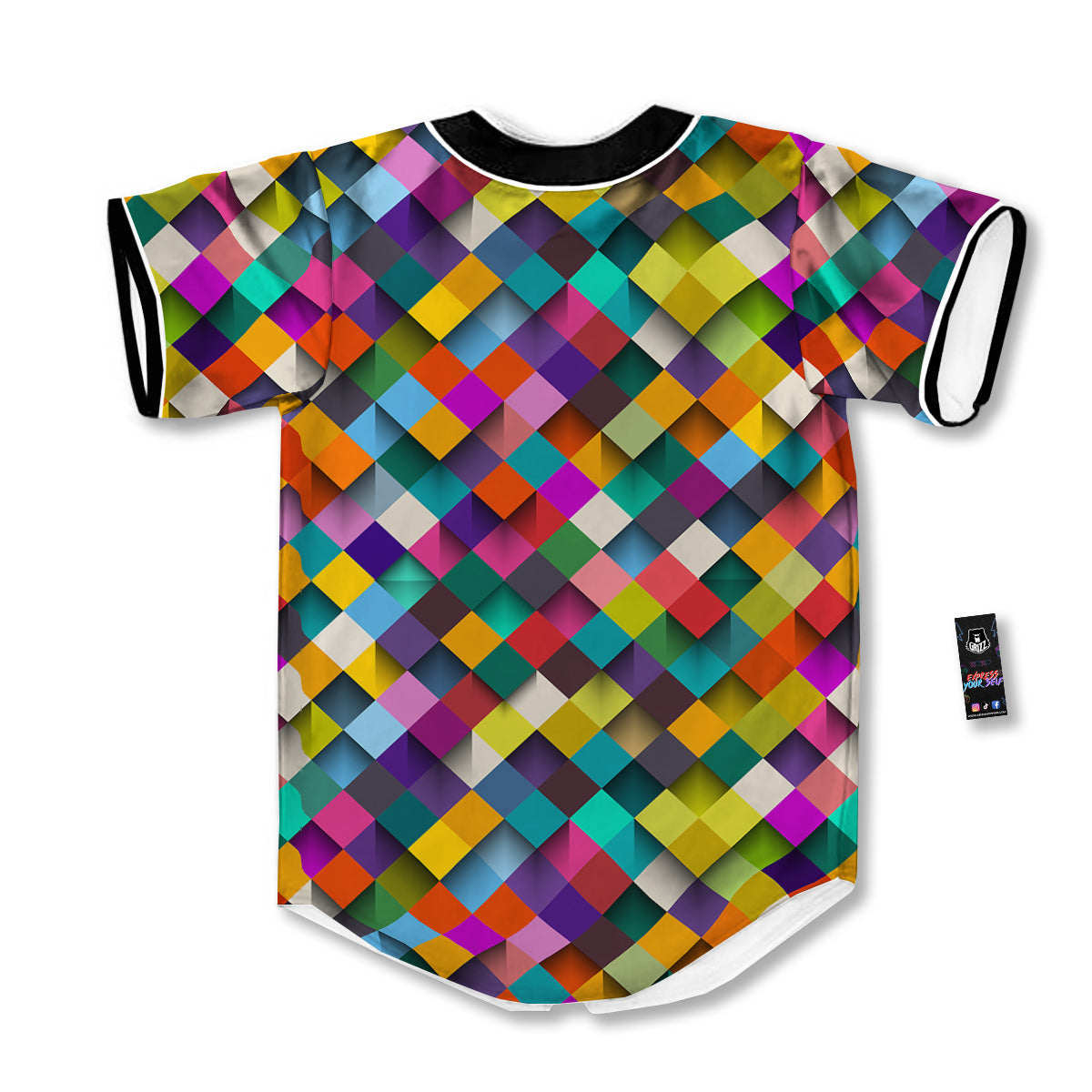 Squares 3D Colorful Print Pattern Baseball Jersey-grizzshop