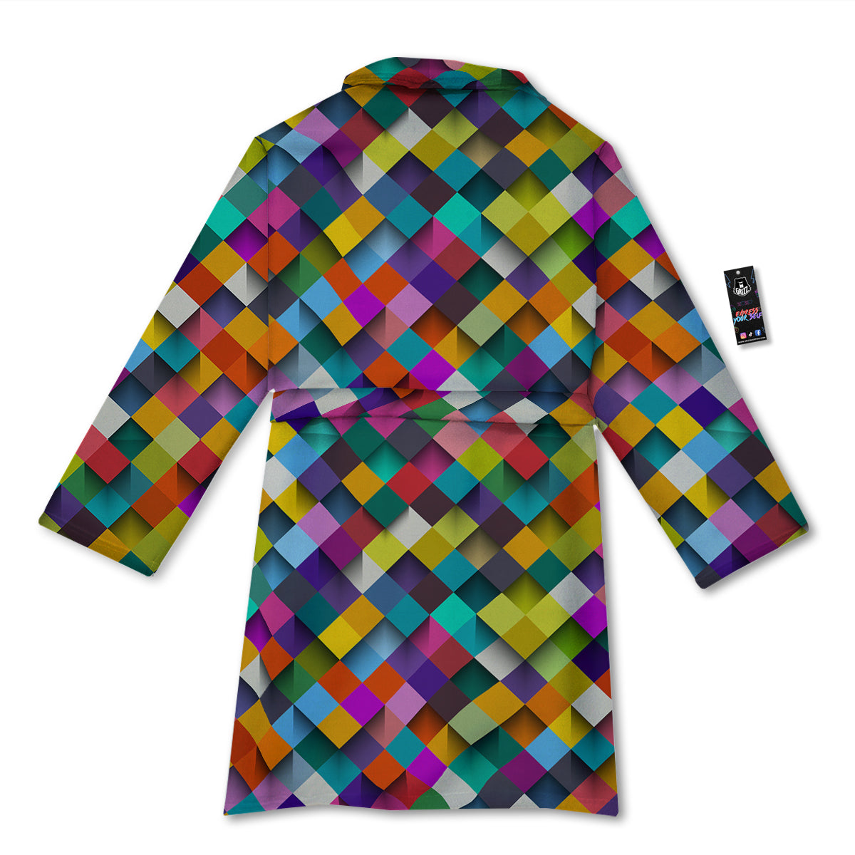 Squares 3D Colorful Print Pattern Bathrobe-grizzshop