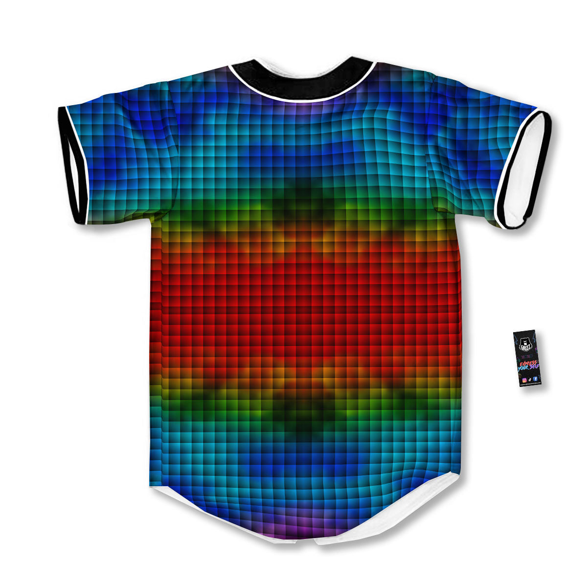 Squares Rainbow Print Pattern Baseball Jersey-grizzshop