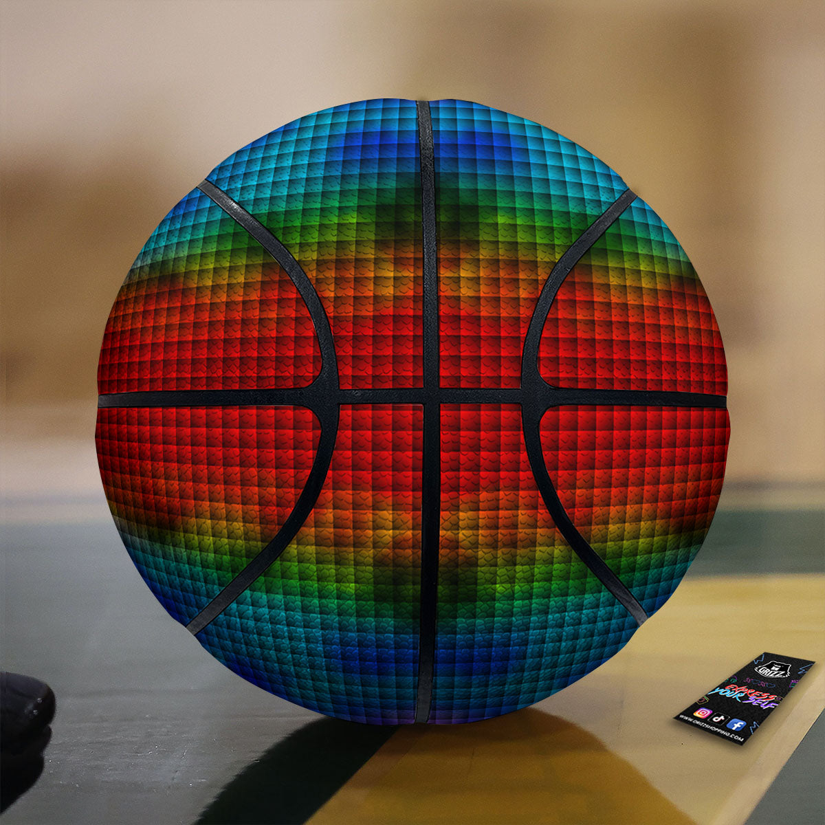 Squares Rainbow Print Pattern Basketball-grizzshop