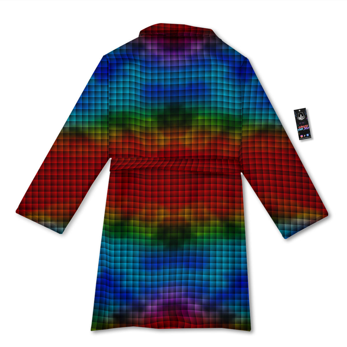 Squares Rainbow Print Pattern Bathrobe-grizzshop