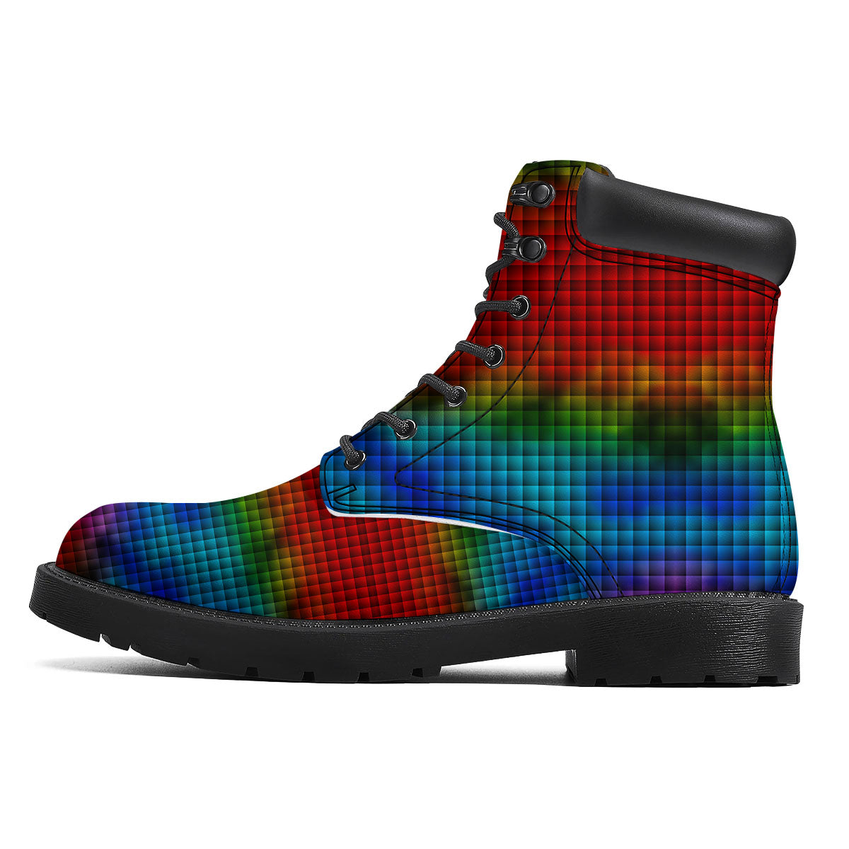 Squares Rainbow Print Pattern Boots-grizzshop