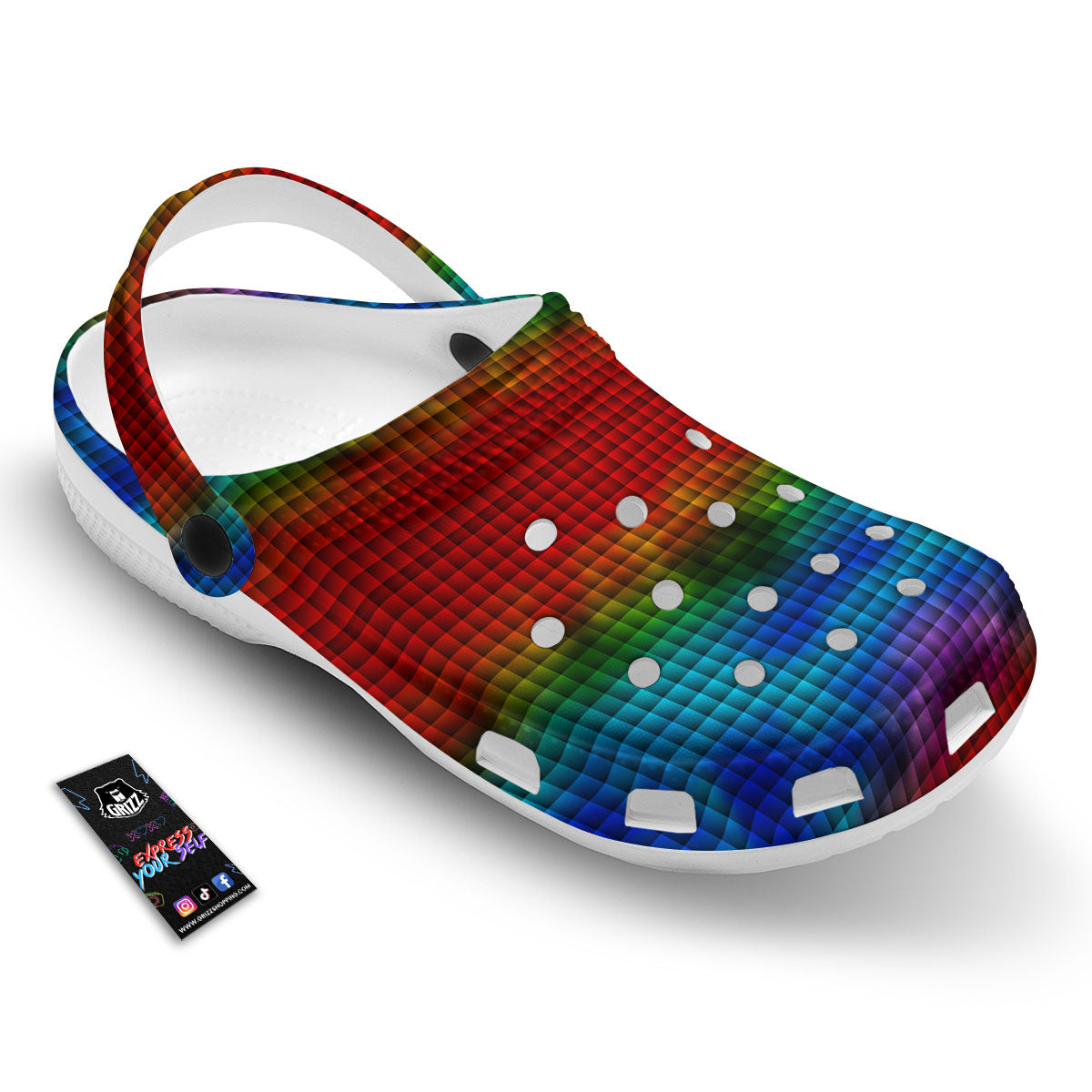 Squares Rainbow Print Pattern Clog-grizzshop