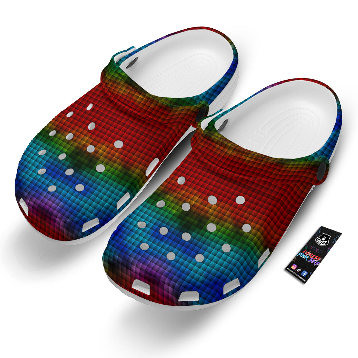 Squares Rainbow Print Pattern Clog-grizzshop