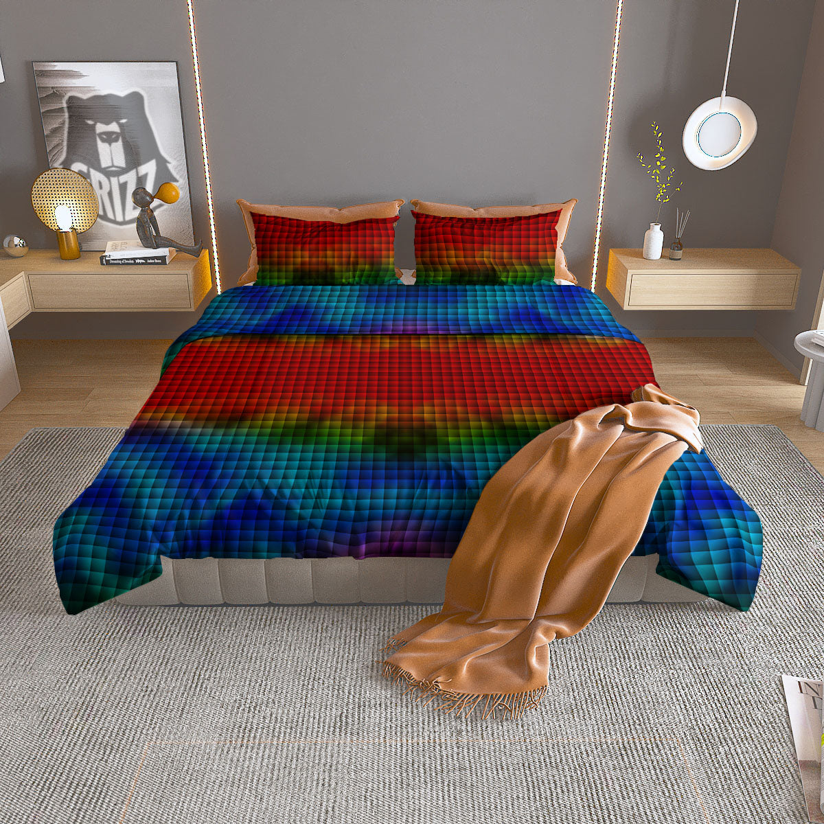 Striped Yellow And White Print Pattern Duvet Cover Bedding Set