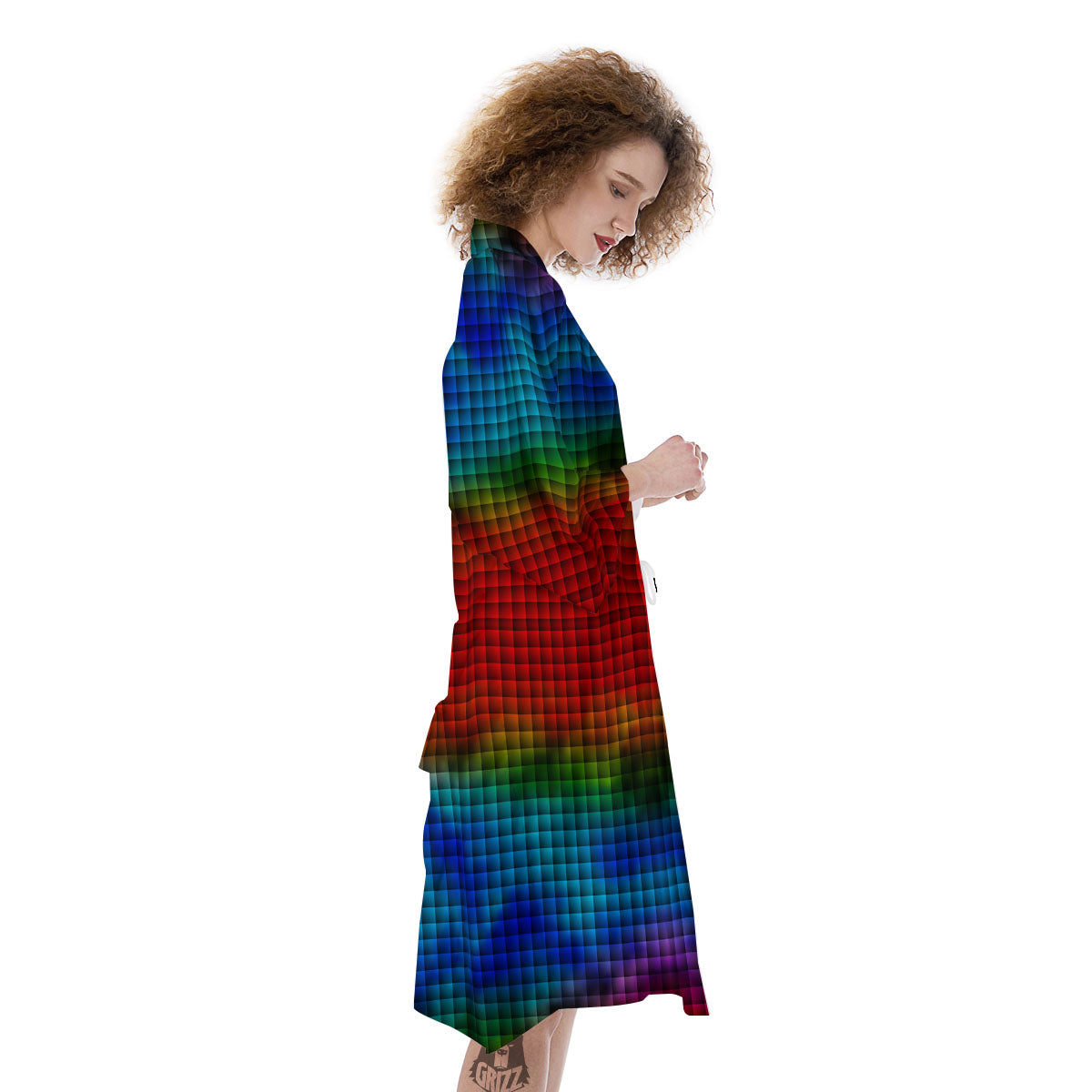 Squares Rainbow Print Pattern Kimono-grizzshop