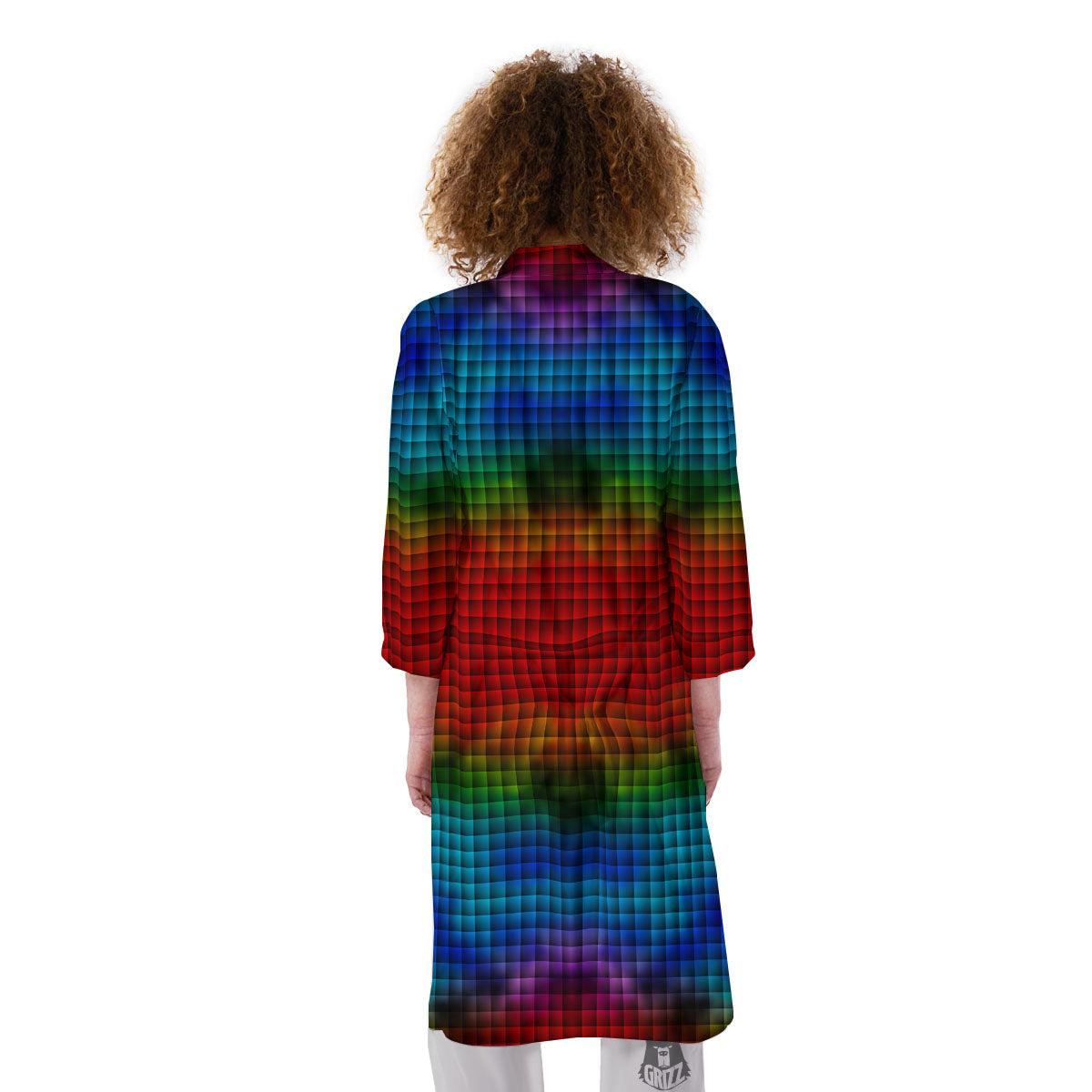Squares Rainbow Print Pattern Kimono-grizzshop