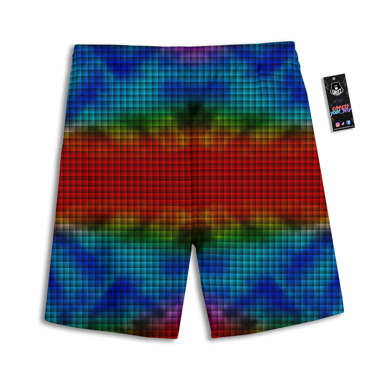 Squares Rainbow Print Pattern Men's Athletic Shorts