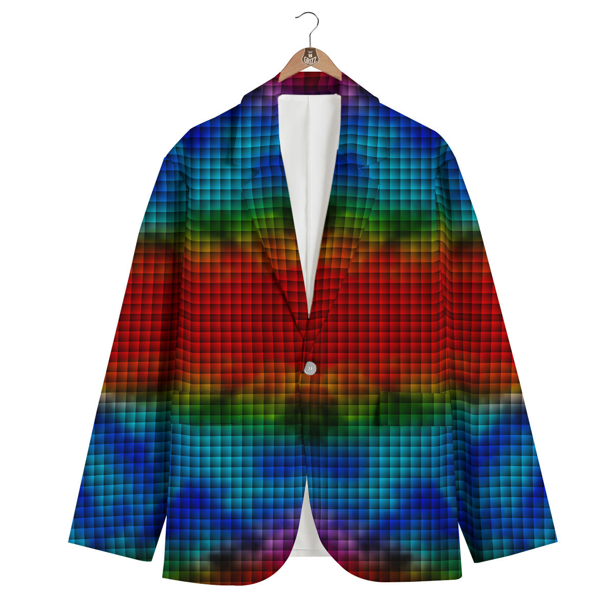 Squares Rainbow Print Pattern Men's Blazer-grizzshop