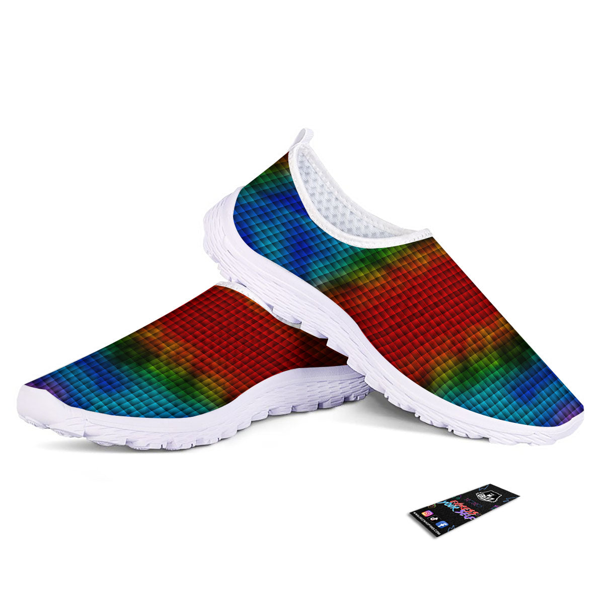 Squares Rainbow Print Pattern Nurse Shoes-grizzshop