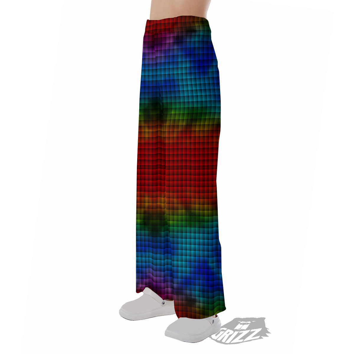 Squares Rainbow Print Pattern Pajama Pants-grizzshop